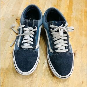Unisex Vans Old Skool Suede Canvas Skate Shoe US Sz 8.5Men/ 10Women Blue w Navy